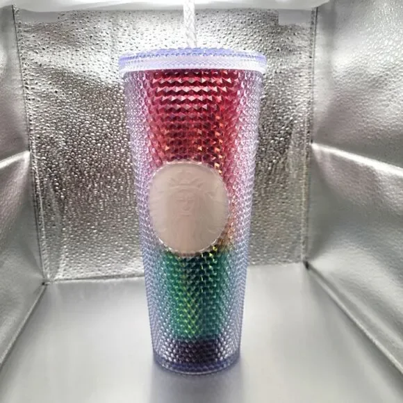 NWT! Starbucks New Summer 2020 Rainbow Pride Studded Bling 24 Ounce Tumbler Cup - Picture 1 of 3